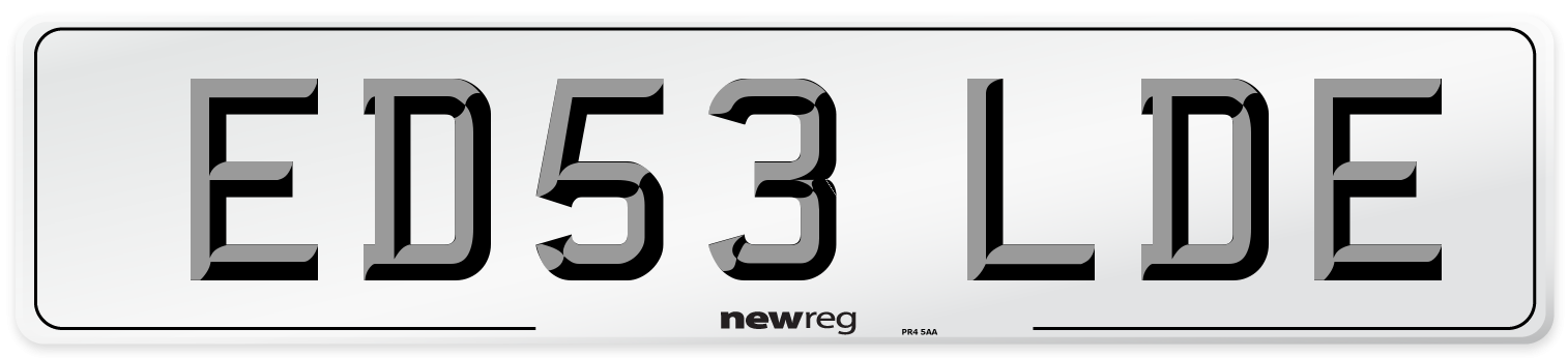 ED53 LDE Number Plate from New Reg